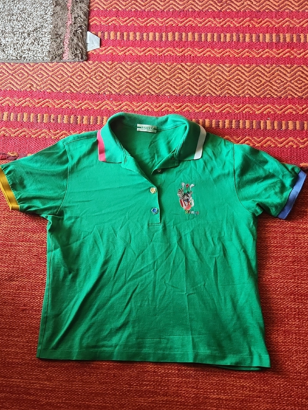 Vintage Paris Polo Shirt with Multicolor Trim